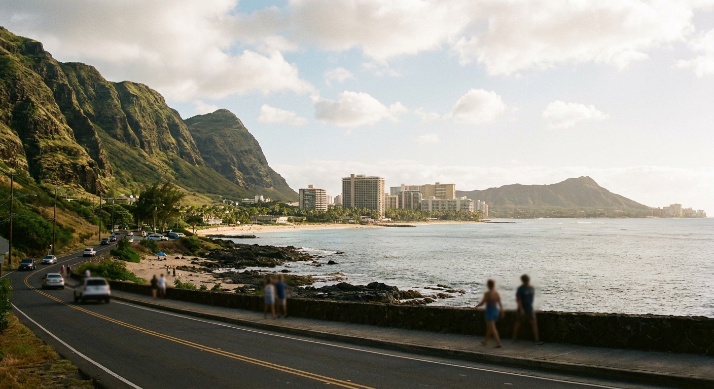 Fluted green cliffs and hanging valleys along a roadless coastline in Kauai