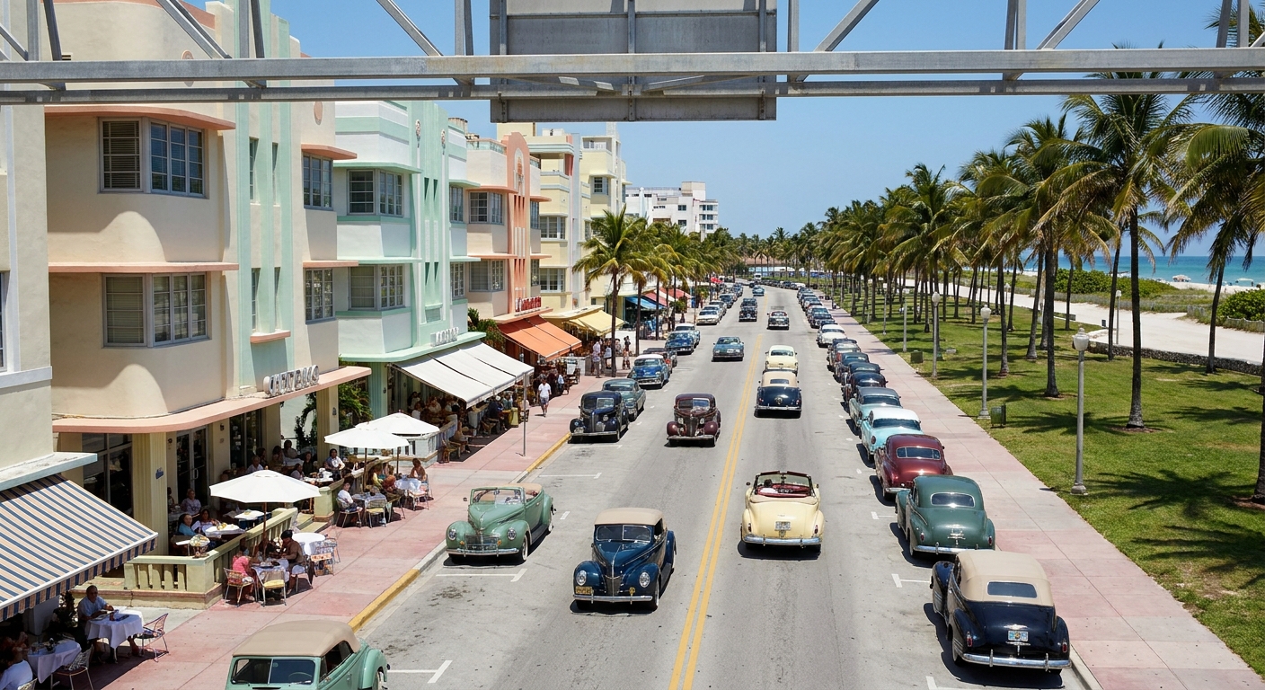Overhead toll gantry spanning a Florida highway with cars passing beneath in daylight