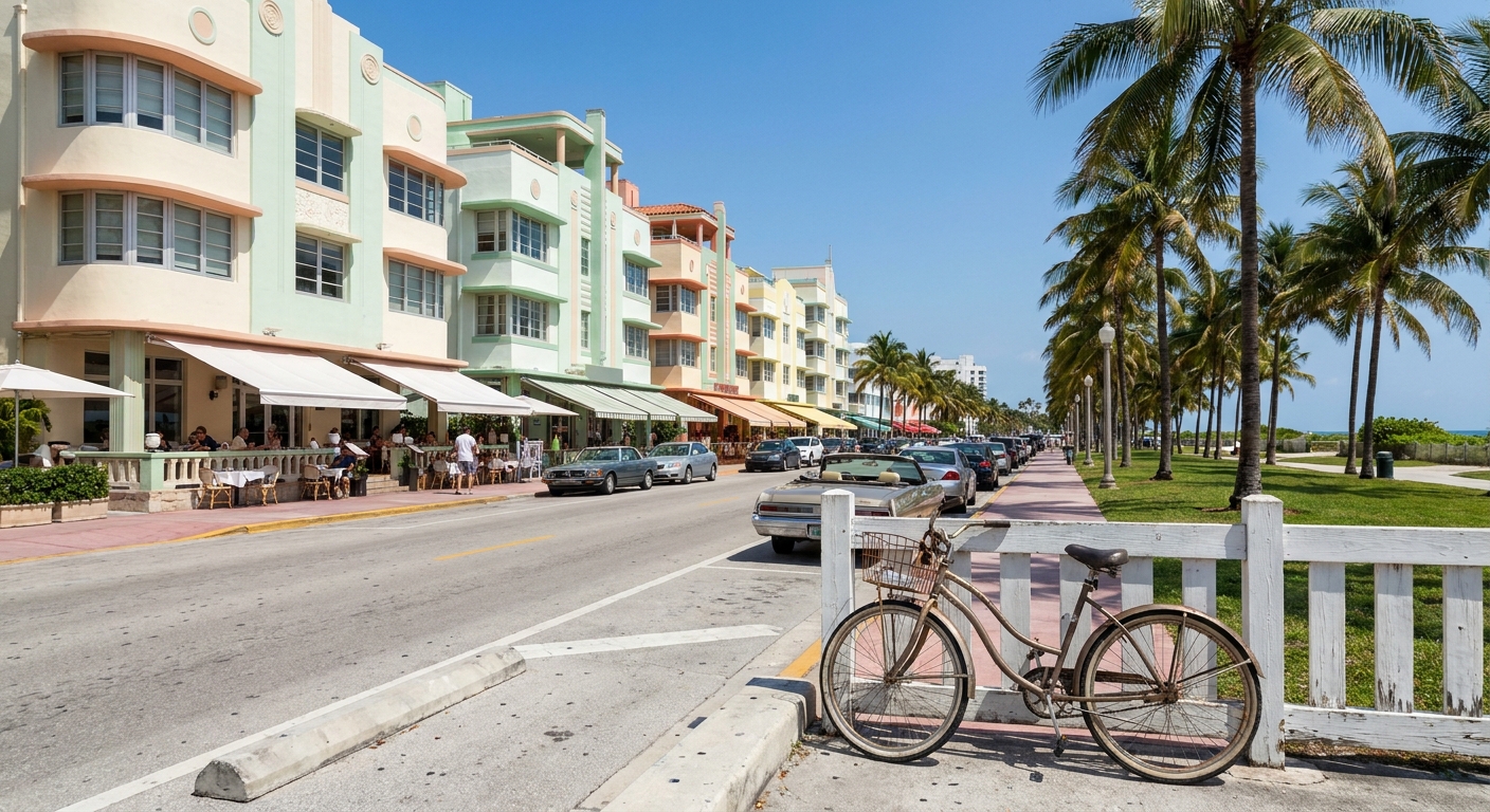 A bicycle leaning against a picket fence outside a clapboard house in Key West
