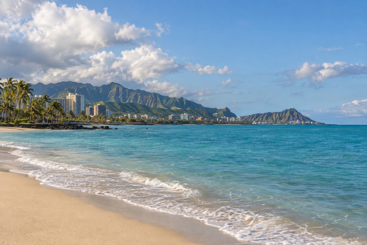 Kailua Beach's soft white sand facing the two Mokulua islets offshore on Oahu's windward coast