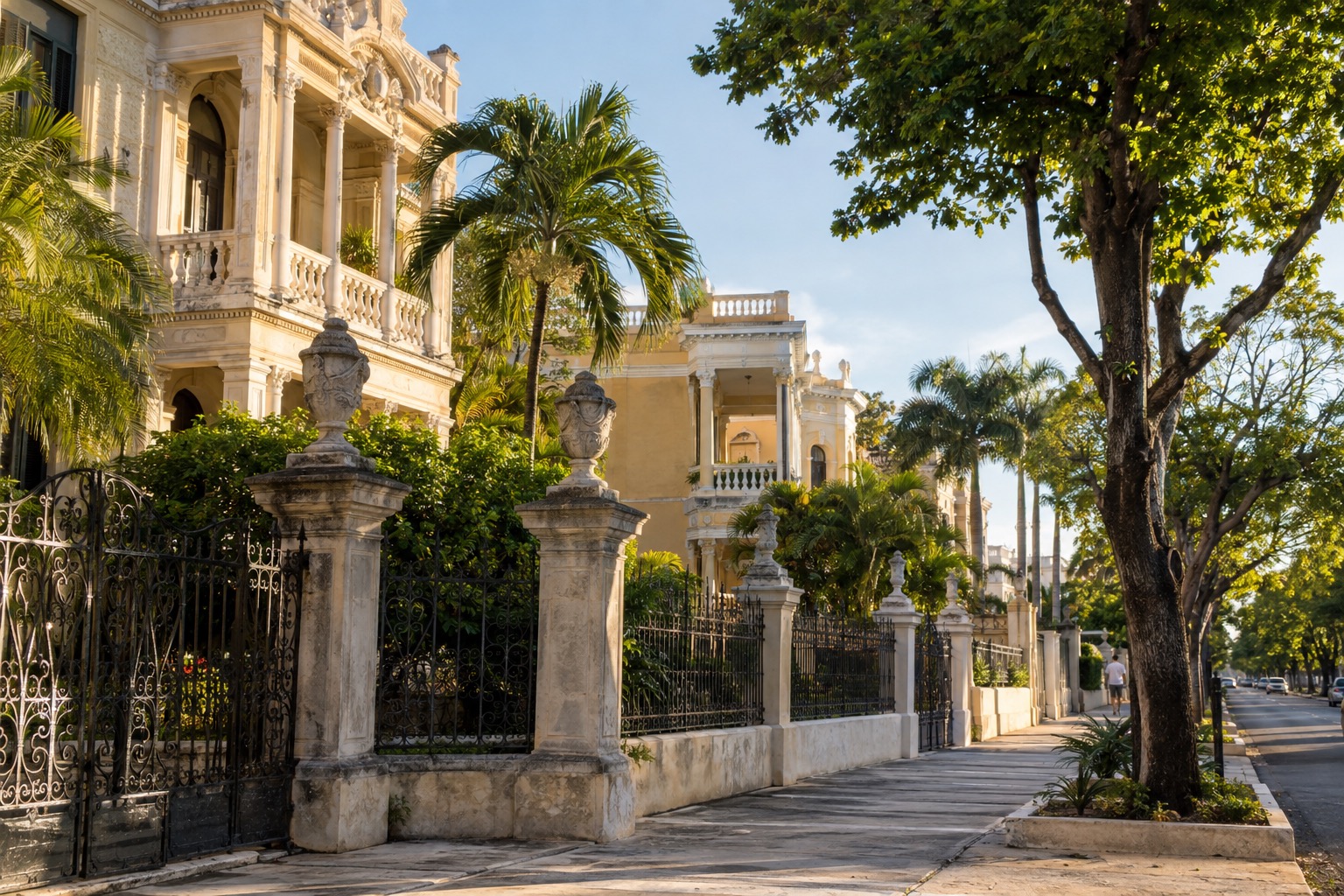 Early-twentieth-century mansions along an avenue in Merida, Yucatan
