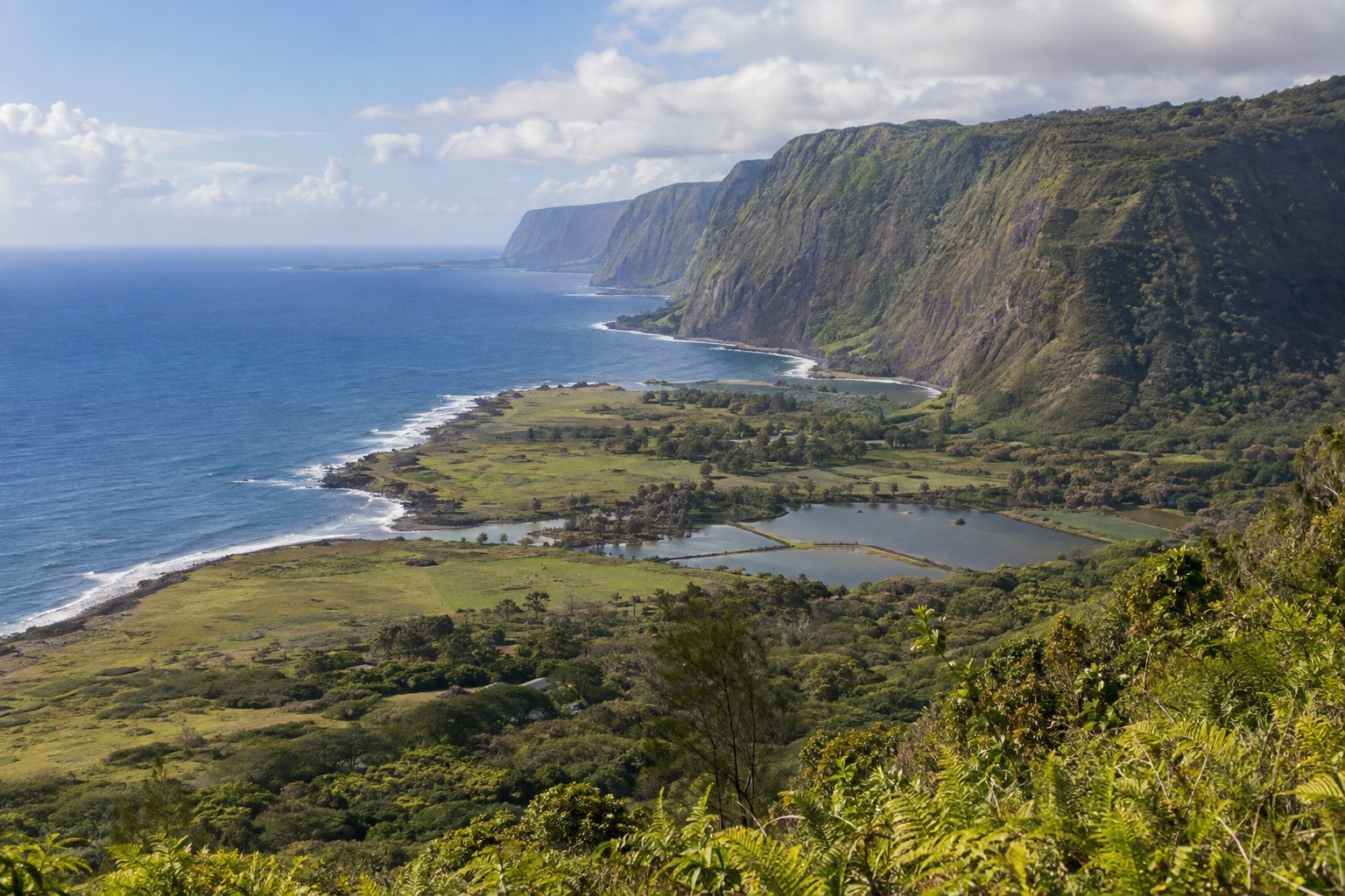 The Kalaupapa Peninsula seen from an overlook trail on Molokai's north shore
