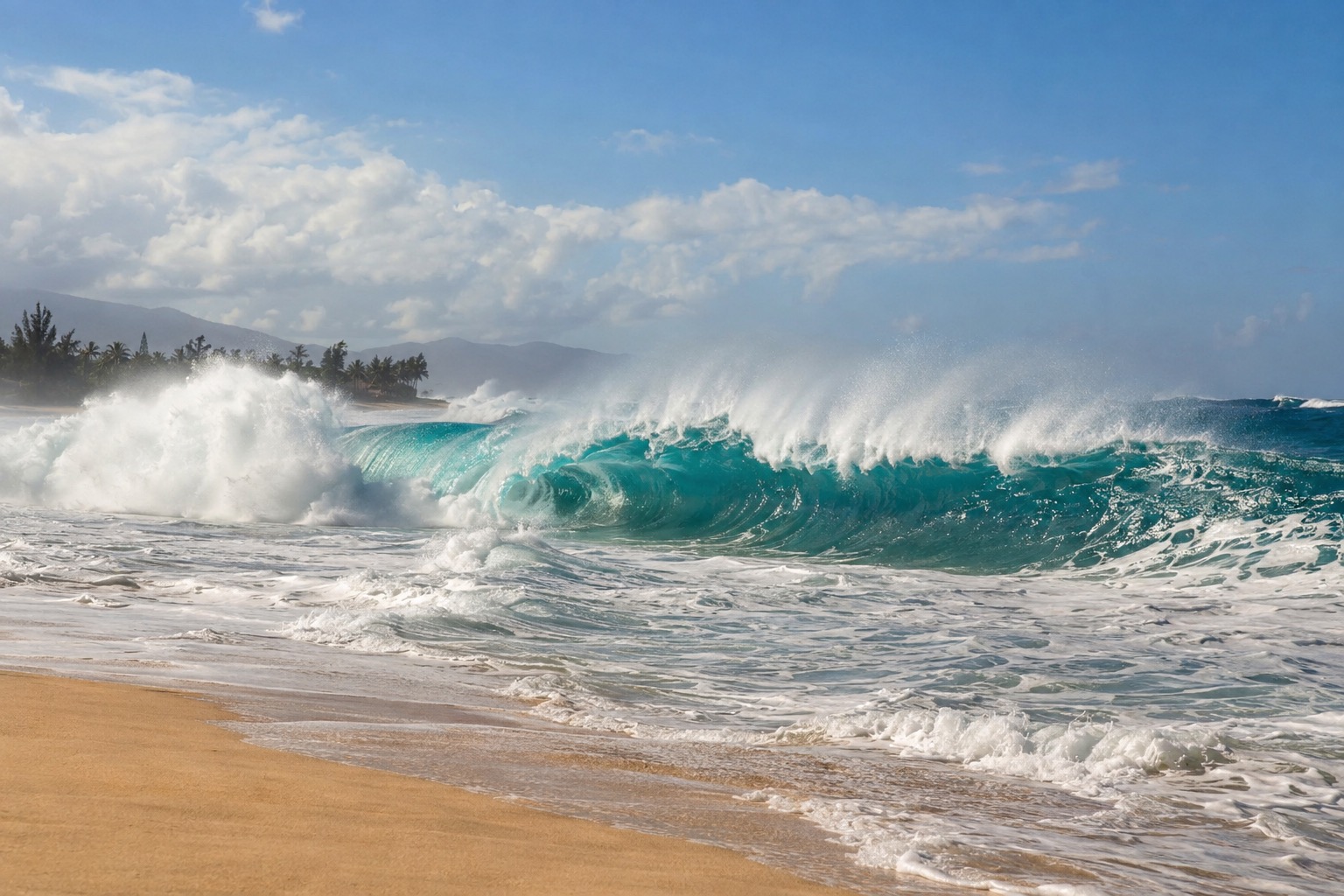 Large waves breaking at Ehukai Beach's Banzai Pipeline on Oahu's North Shore