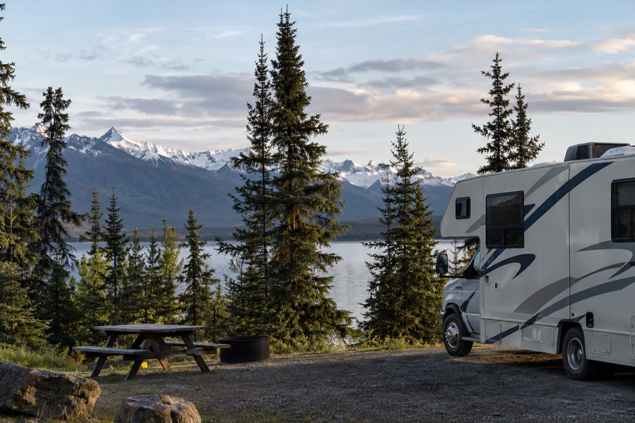 A motorhome at a campground