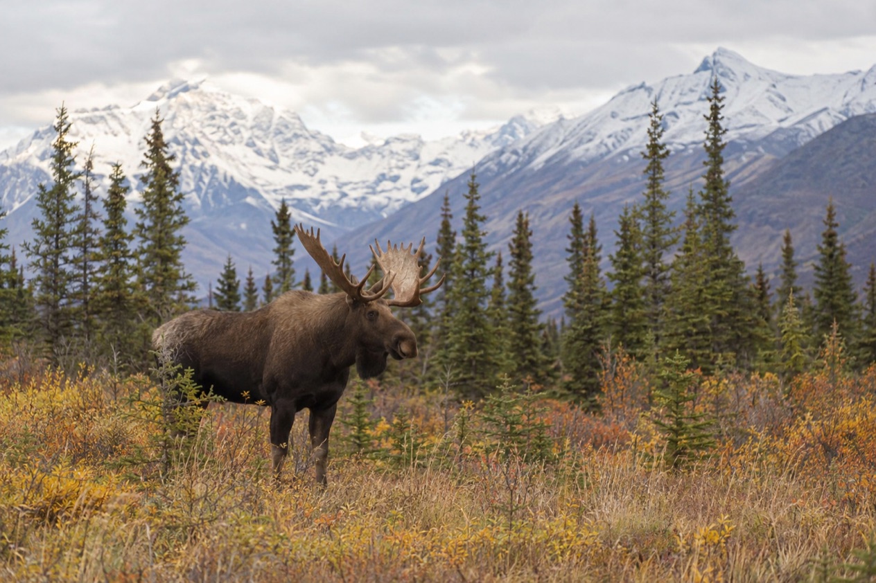 A moose in a meadow