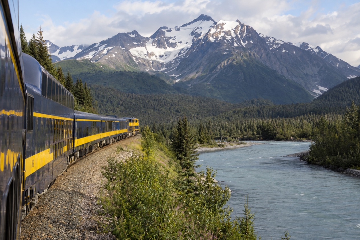 A train in the Alaskan wilderness