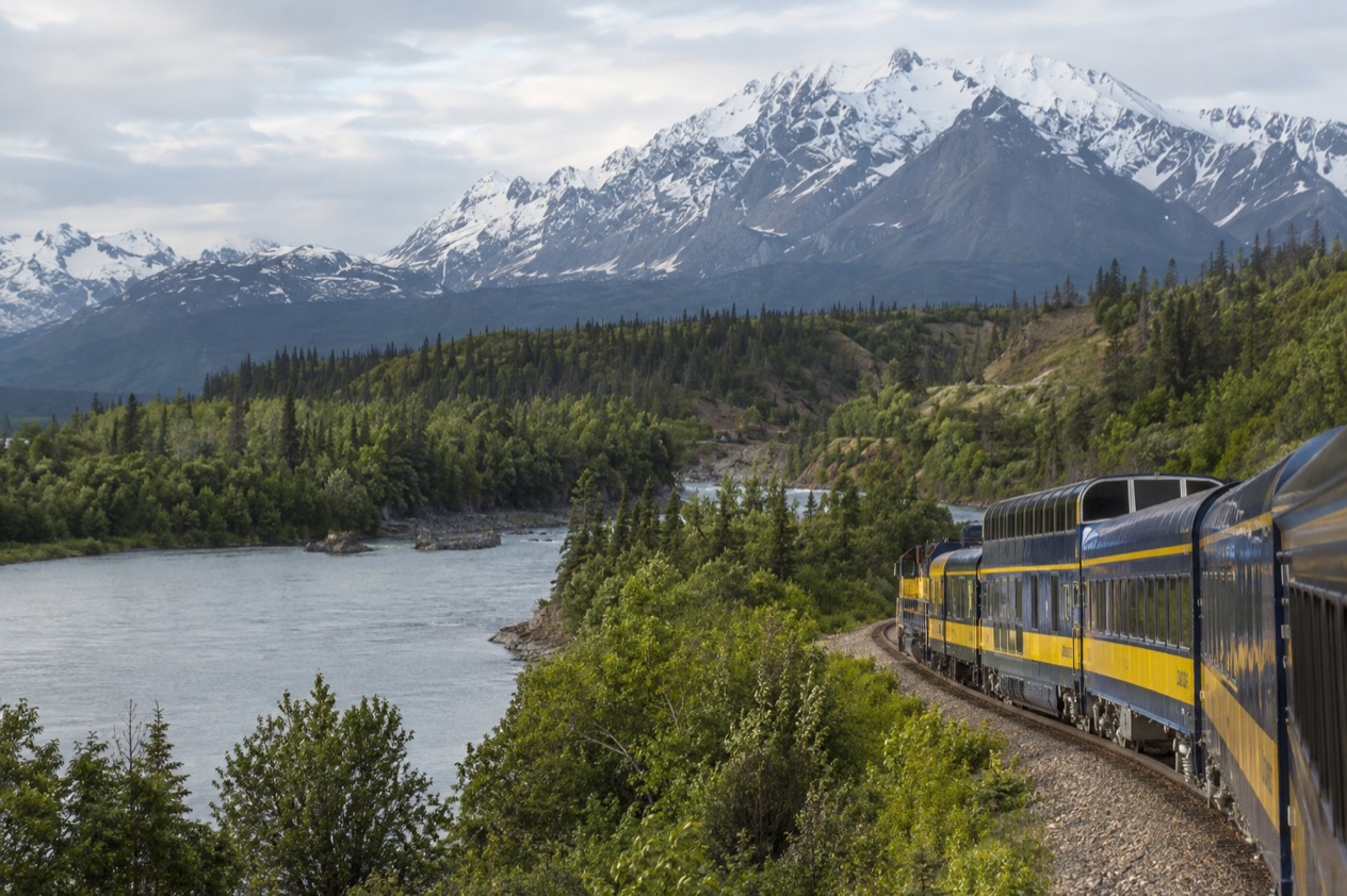 A train in the Alaskan wilderness