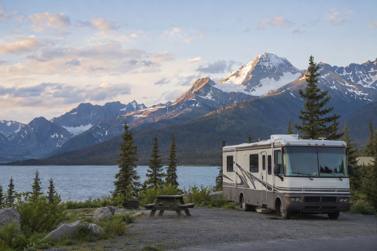A motorhome at a campground