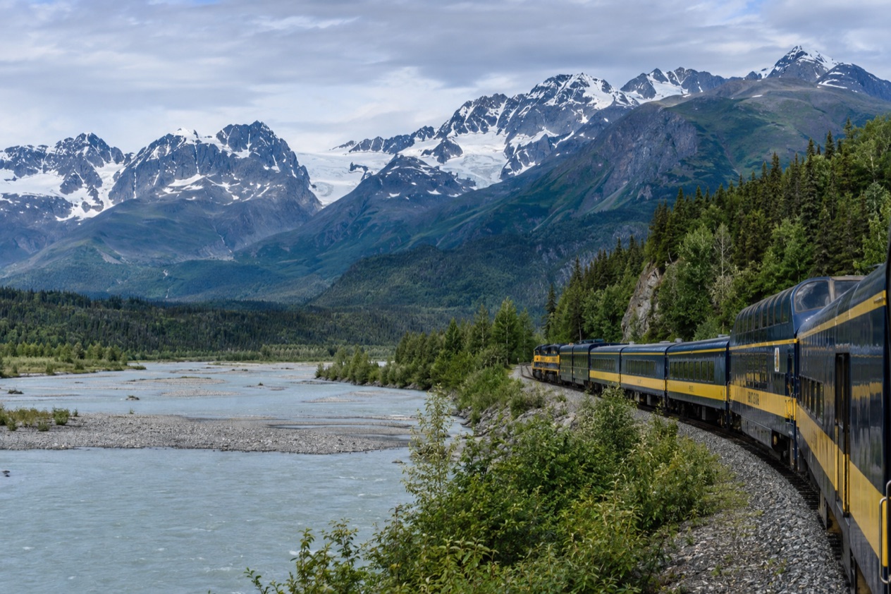 A train in the Alaskan wilderness