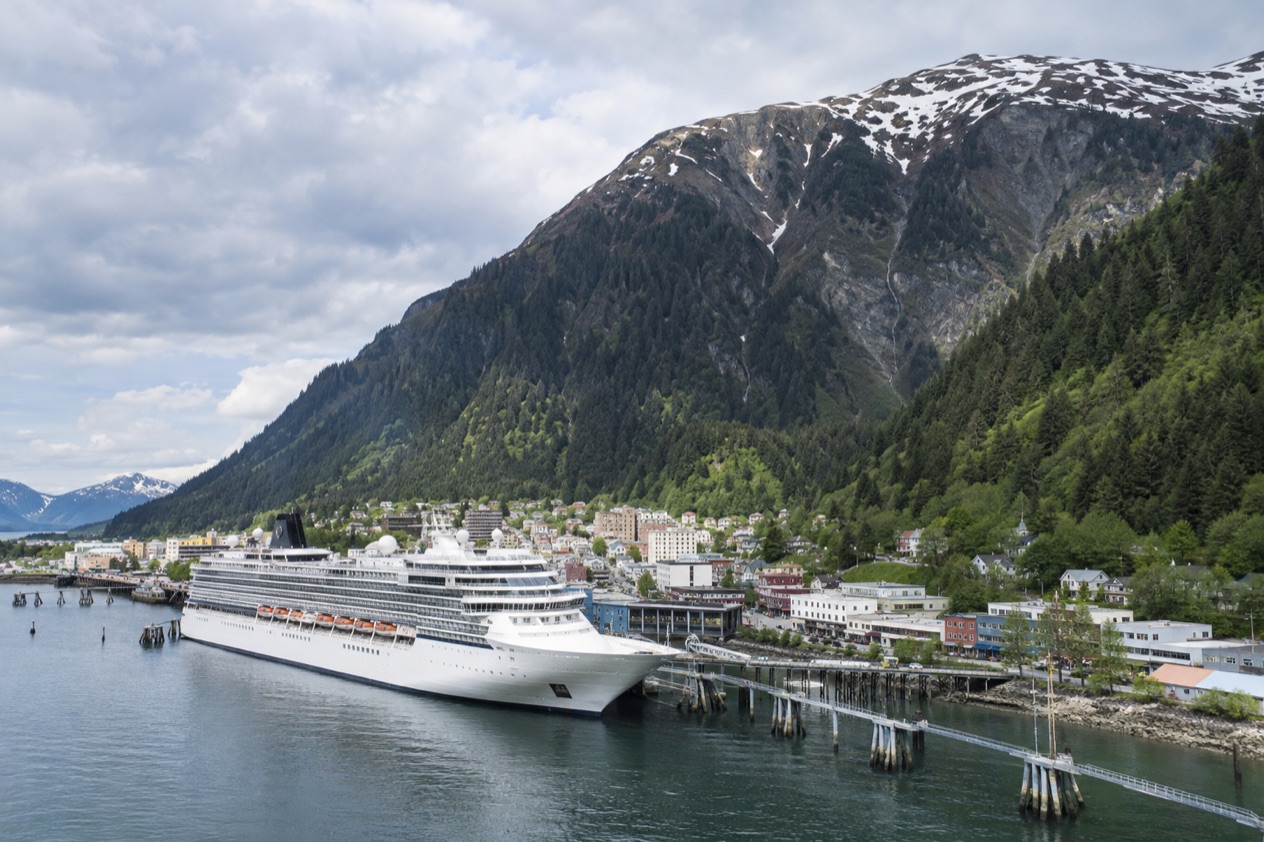 A cruise ship at a pier
