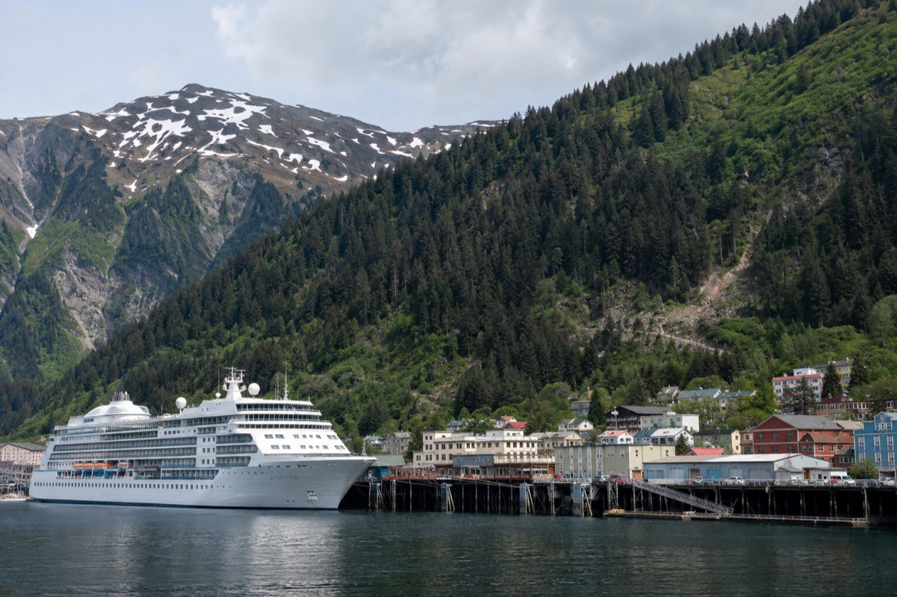 A cruise ship at a pier