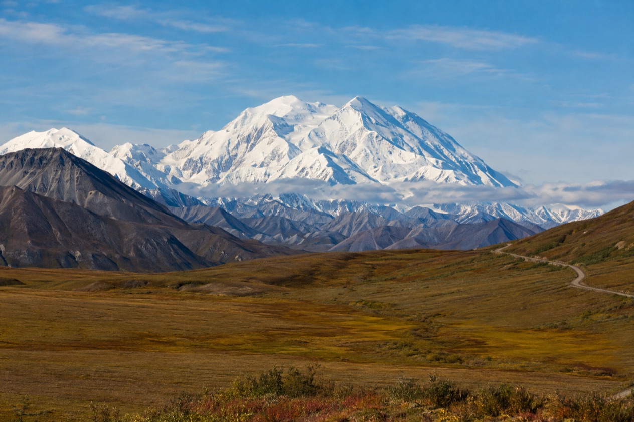 The Denali Park Road and the mountain