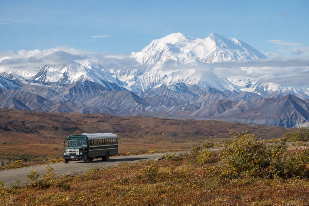 A park bus on the Denali road