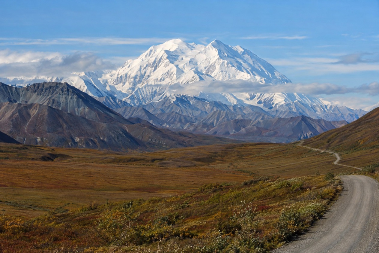The Denali Park Road and the mountain