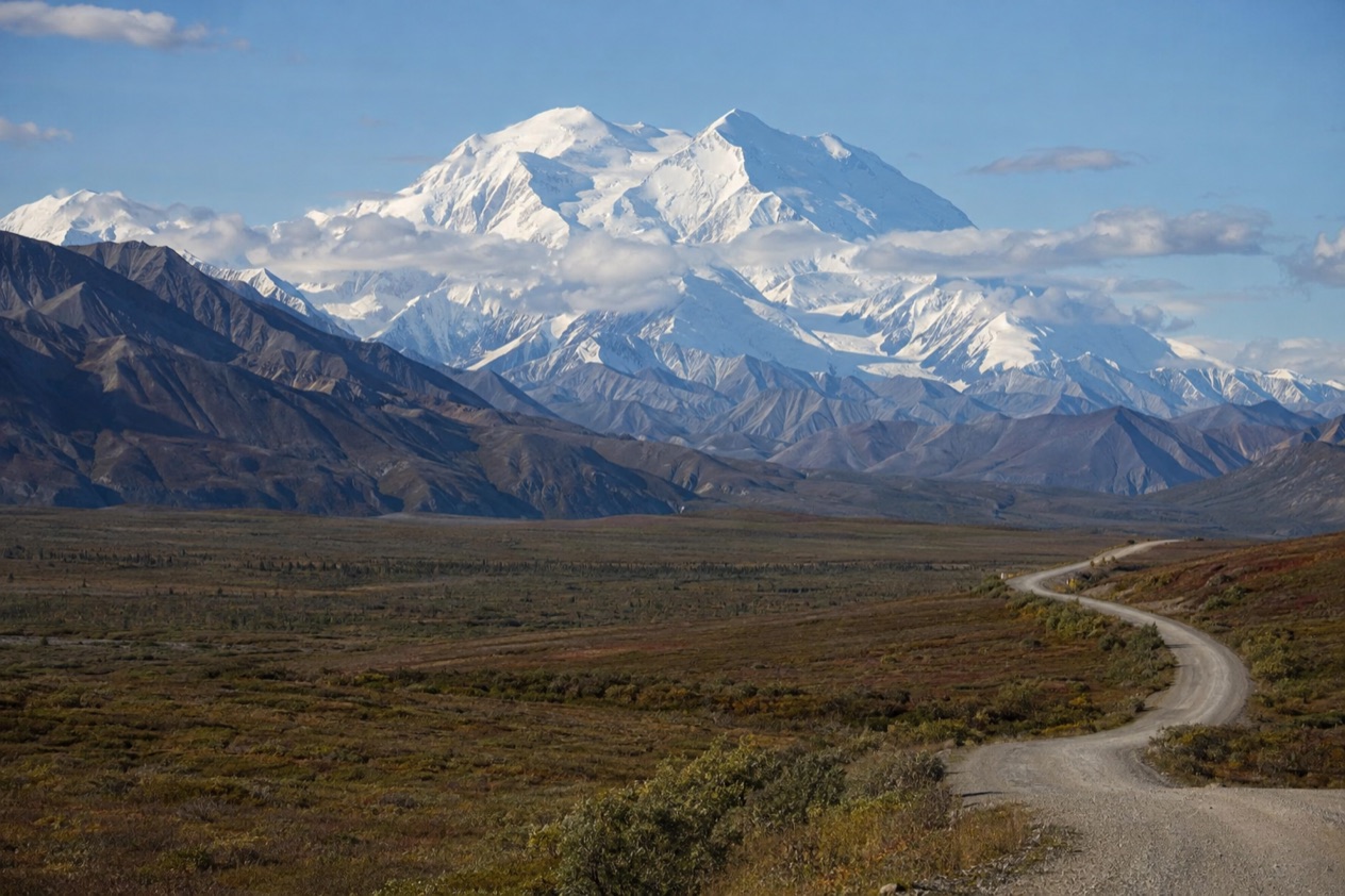 The Denali Park Road and the mountain