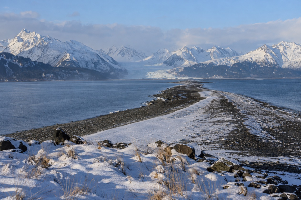 The Homer Spit and Kachemak Bay in winter
