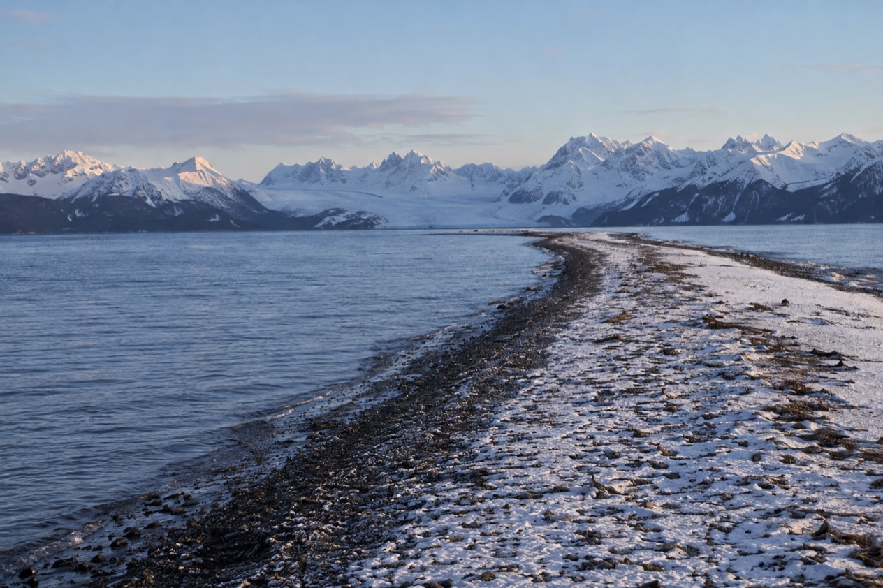 The Homer Spit and Kachemak Bay in winter