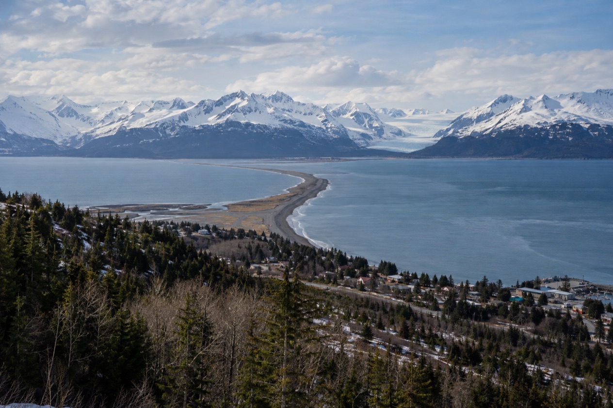 The Homer Spit and Kachemak Bay in spring