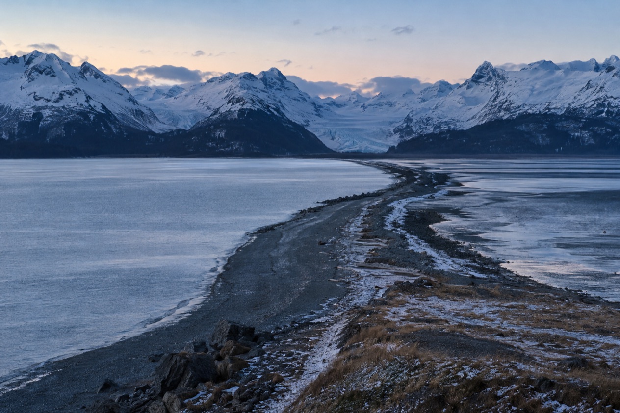 The Homer Spit and Kachemak Bay in early winter