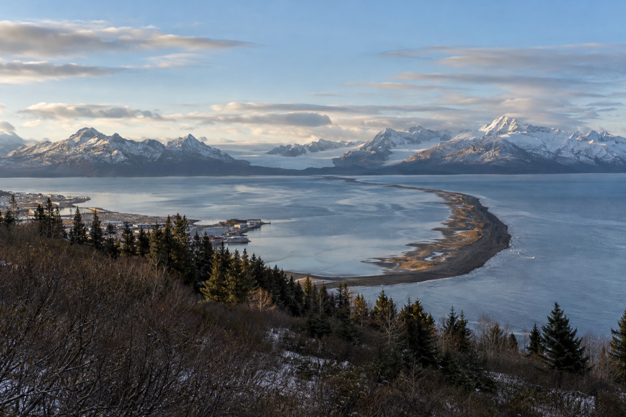 The Homer Spit and Kachemak Bay in late fall
