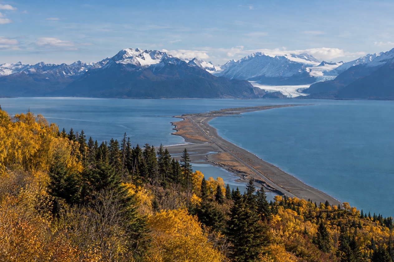 The Homer Spit and Kachemak Bay in fall