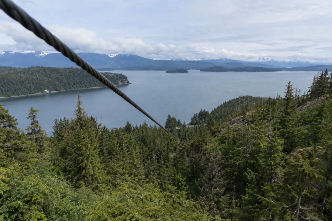 A zipline over a strait