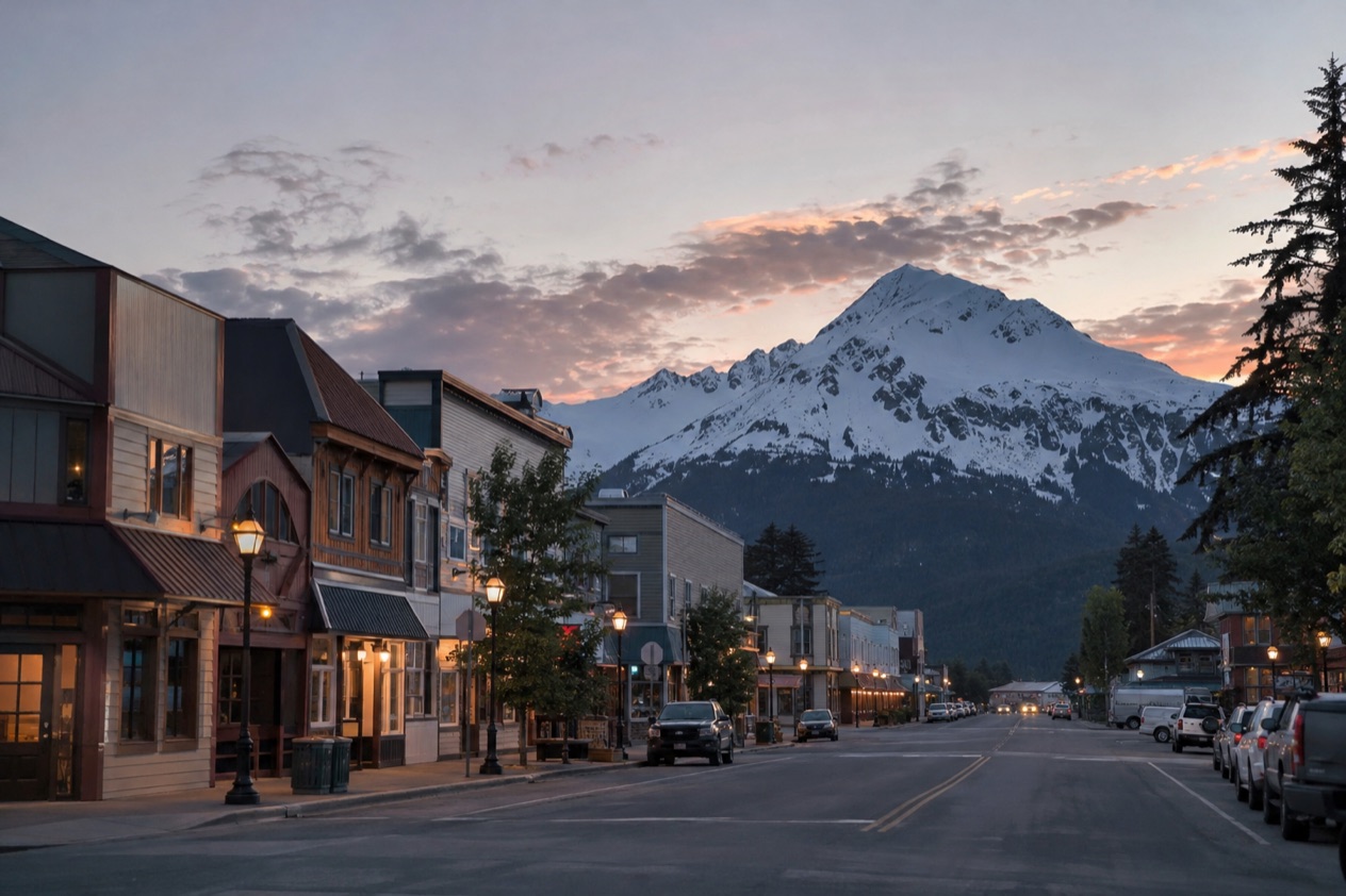 A quiet street at dusk