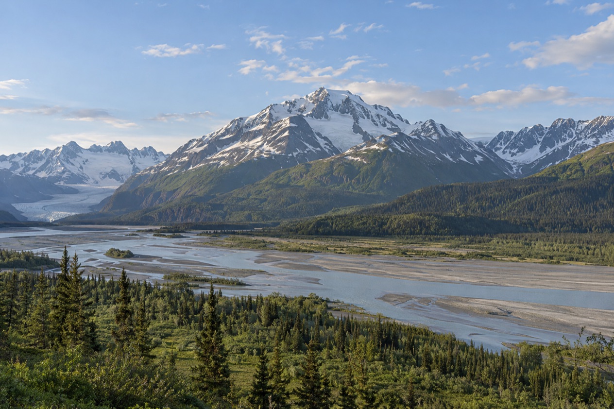 The mountains and valleys of Alaska in summer