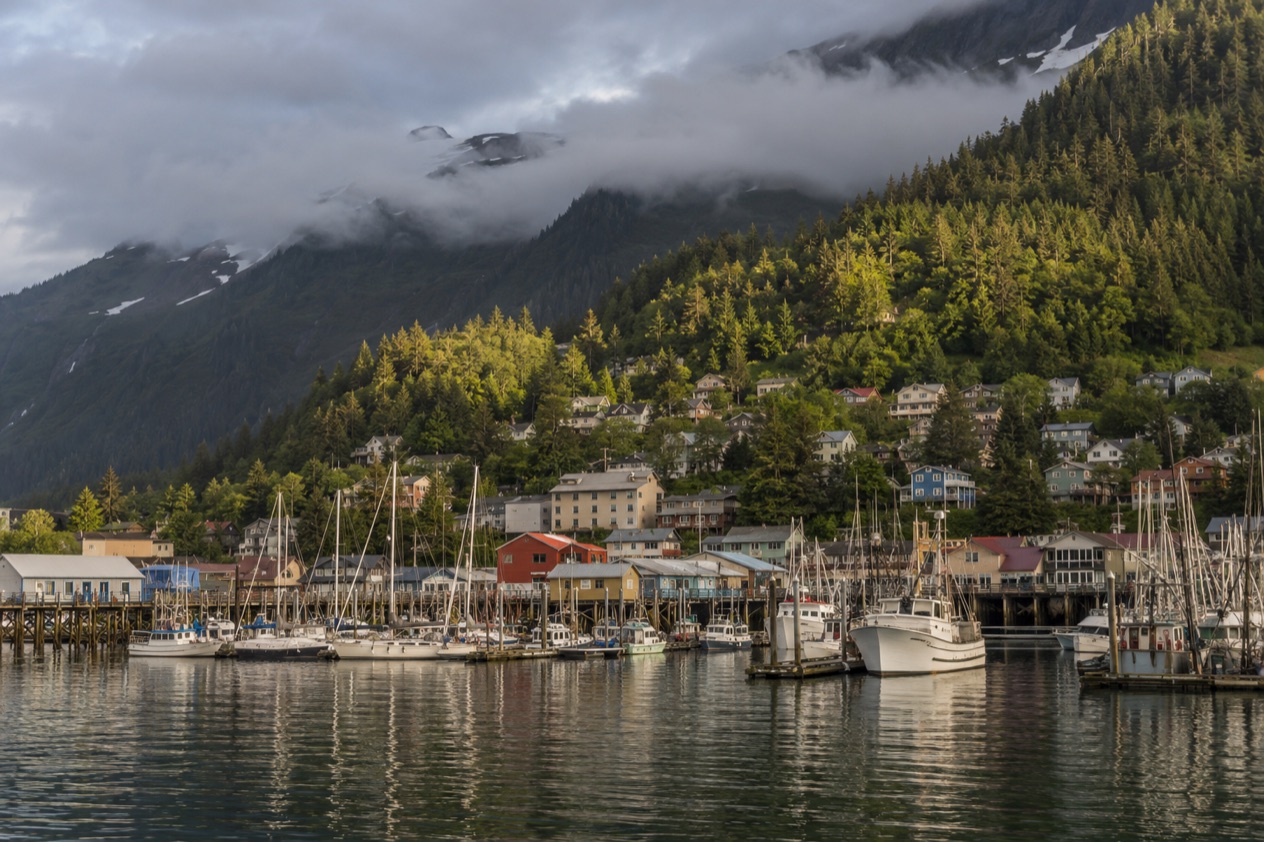 Juneau under its mountains in late summer