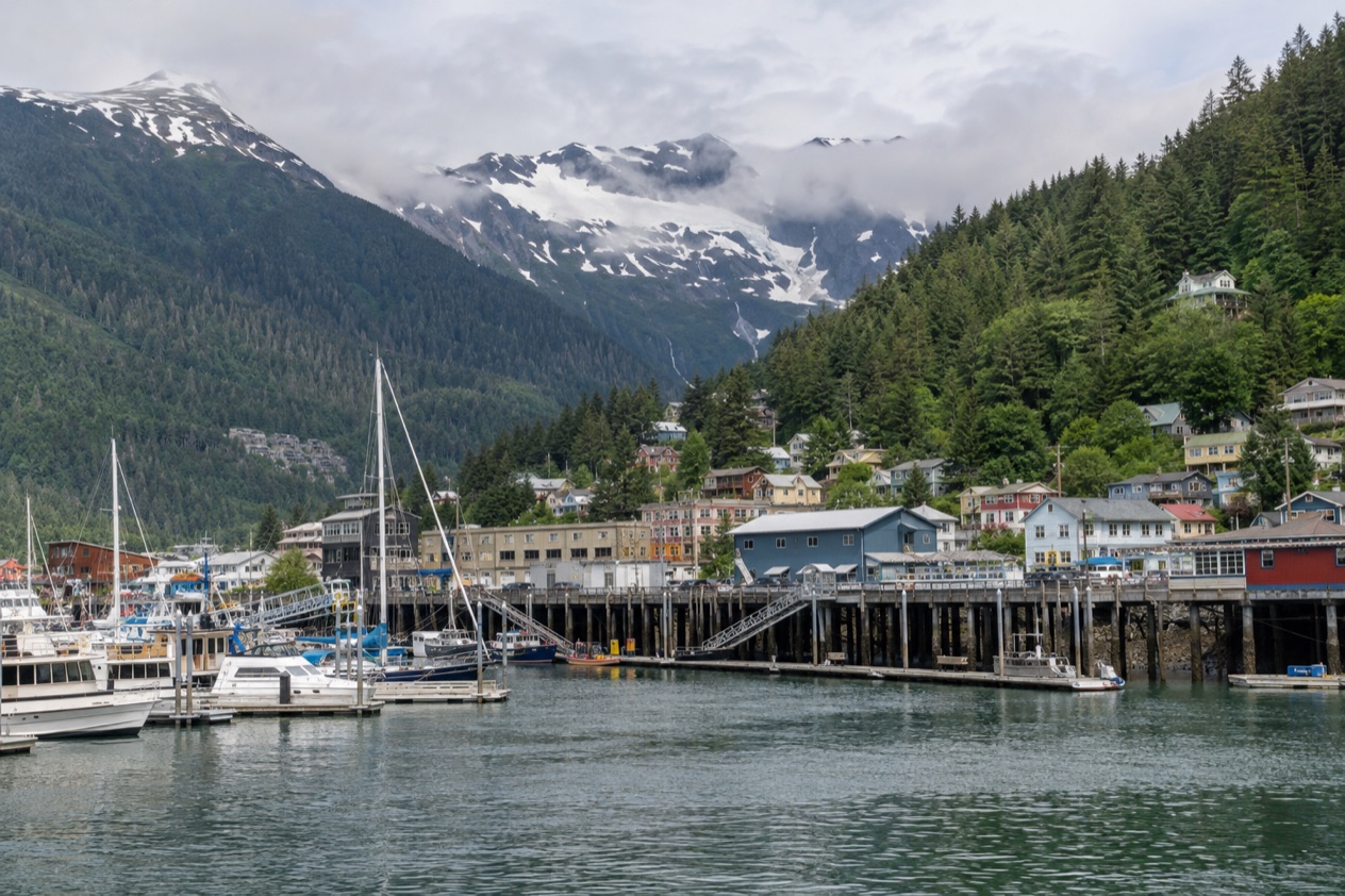 Juneau under its mountains in summer