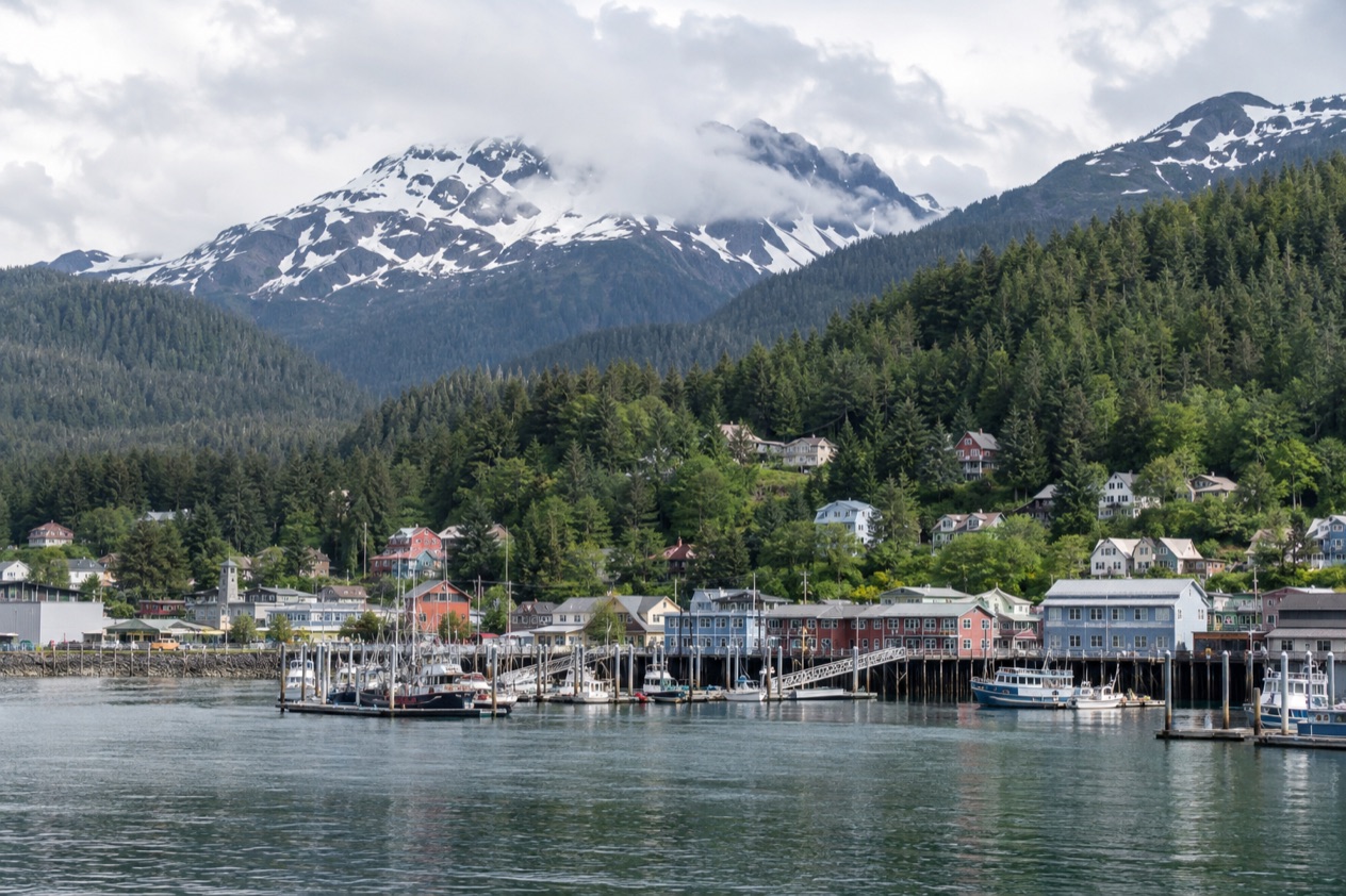 Juneau under its mountains in summer