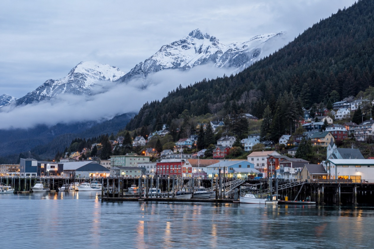 Juneau under its mountains in early winter