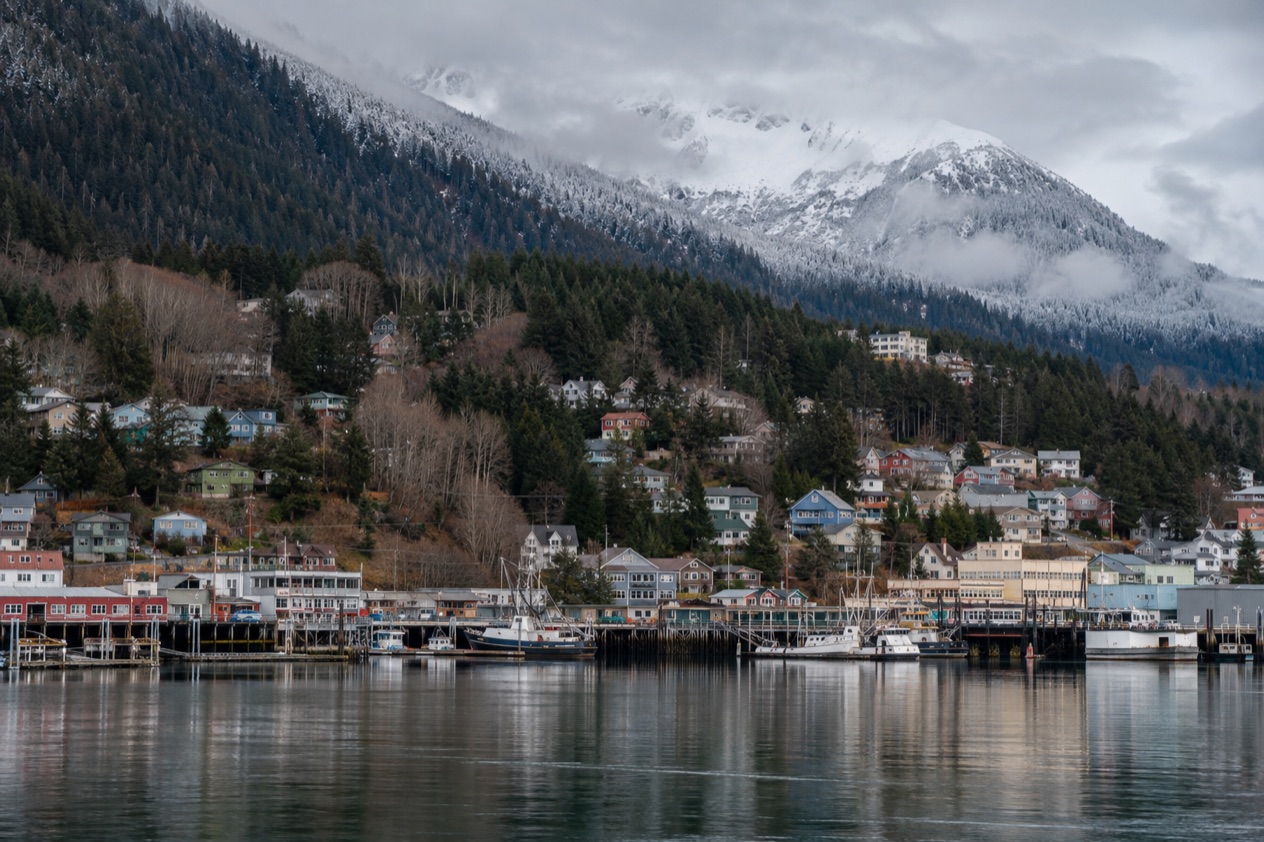 Juneau under its mountains in late fall