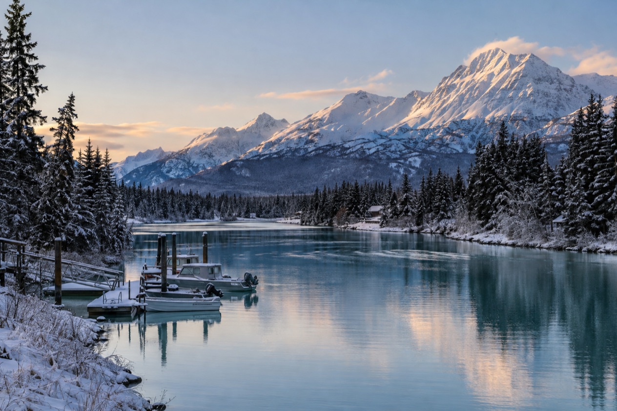 A river on the Kenai Peninsula in winter