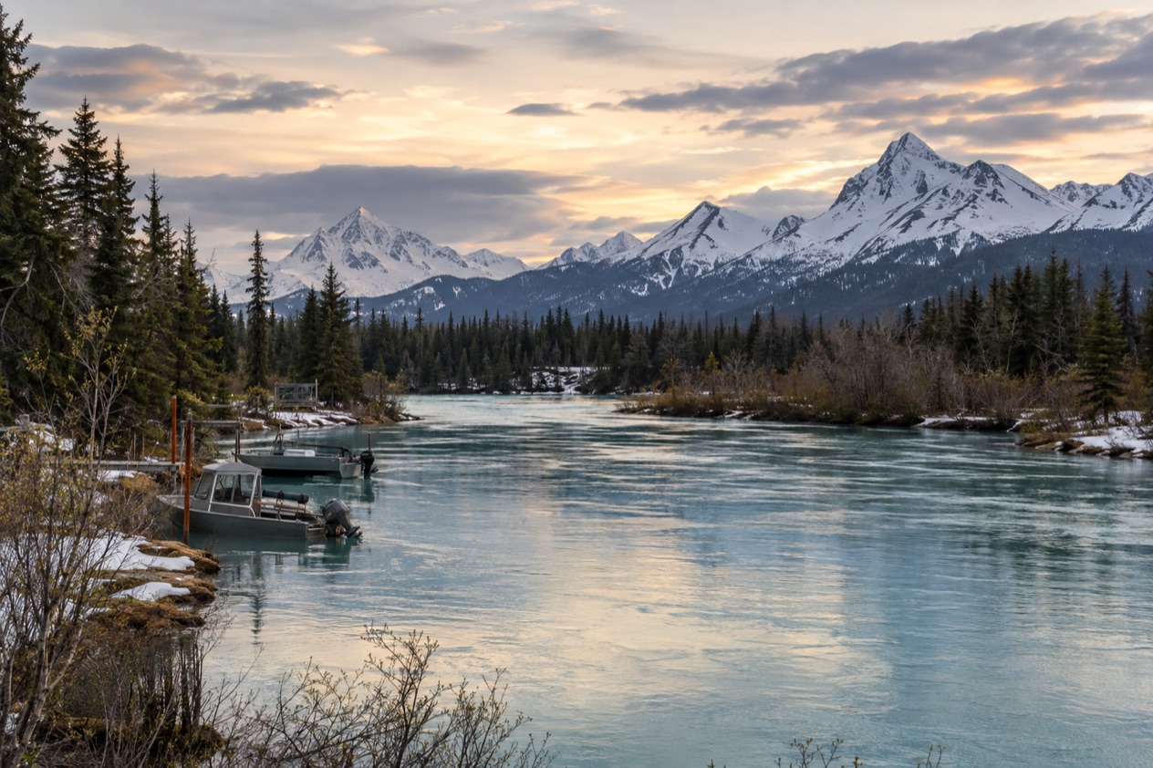 A river on the Kenai Peninsula in spring
