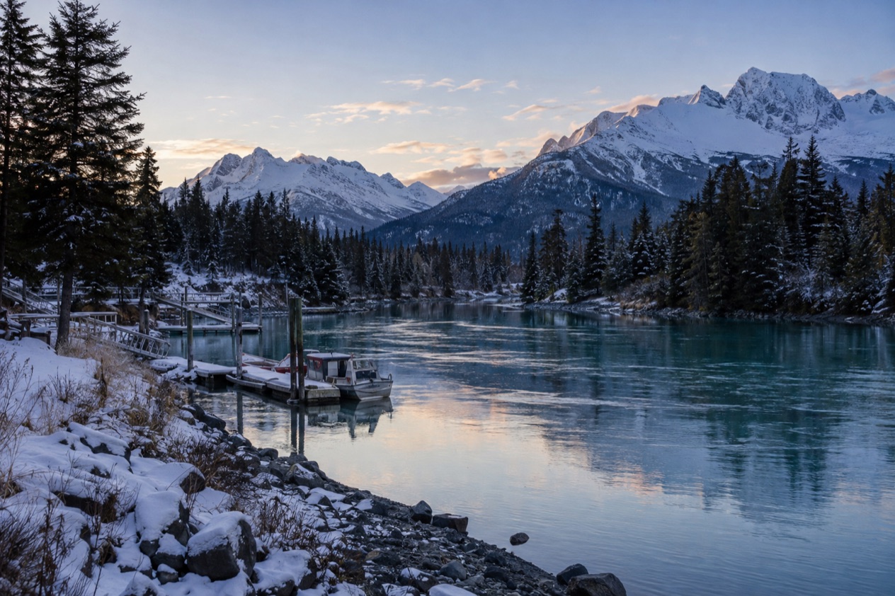 A river on the Kenai Peninsula in early winter