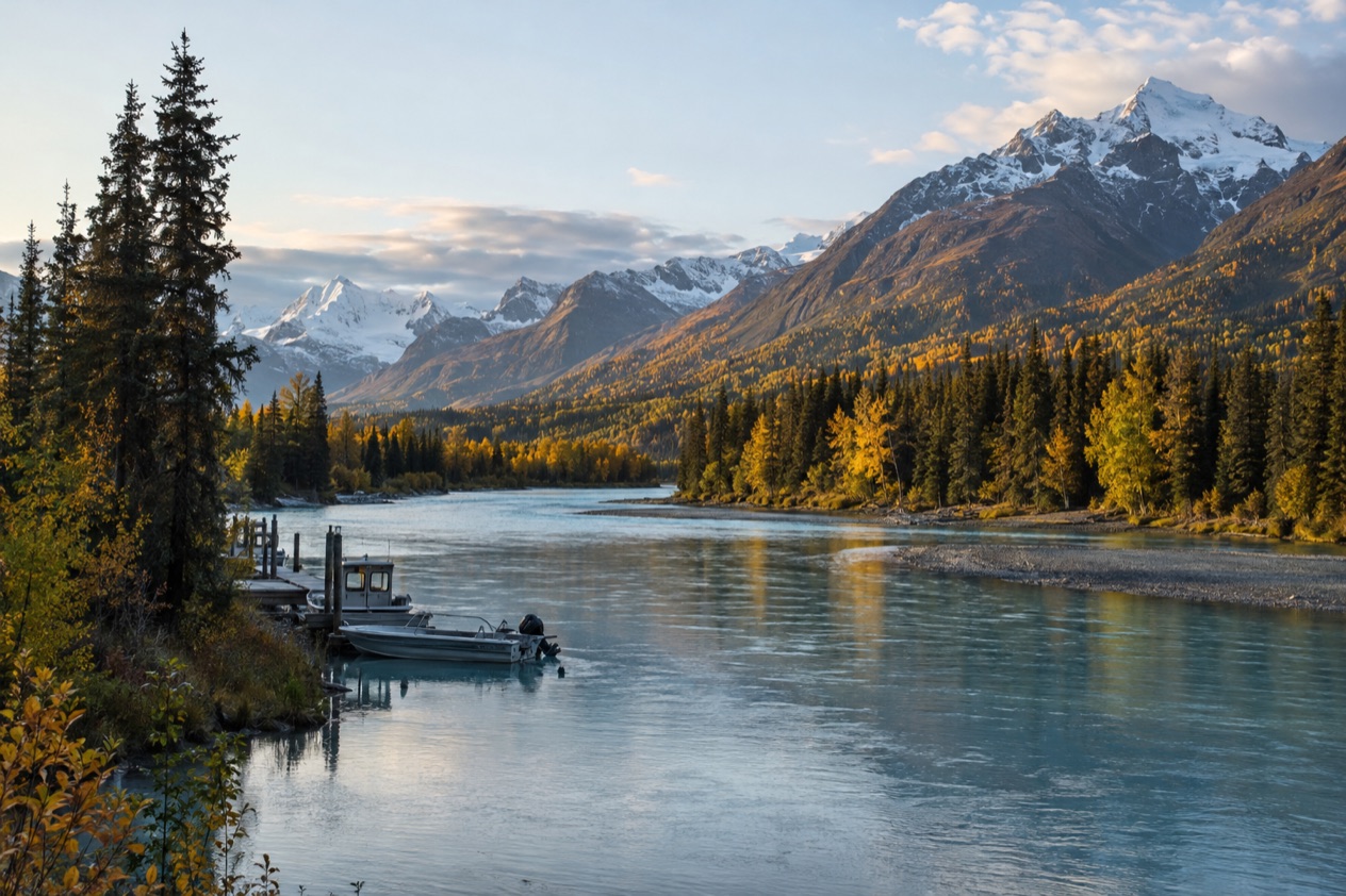 A river on the Kenai Peninsula in fall