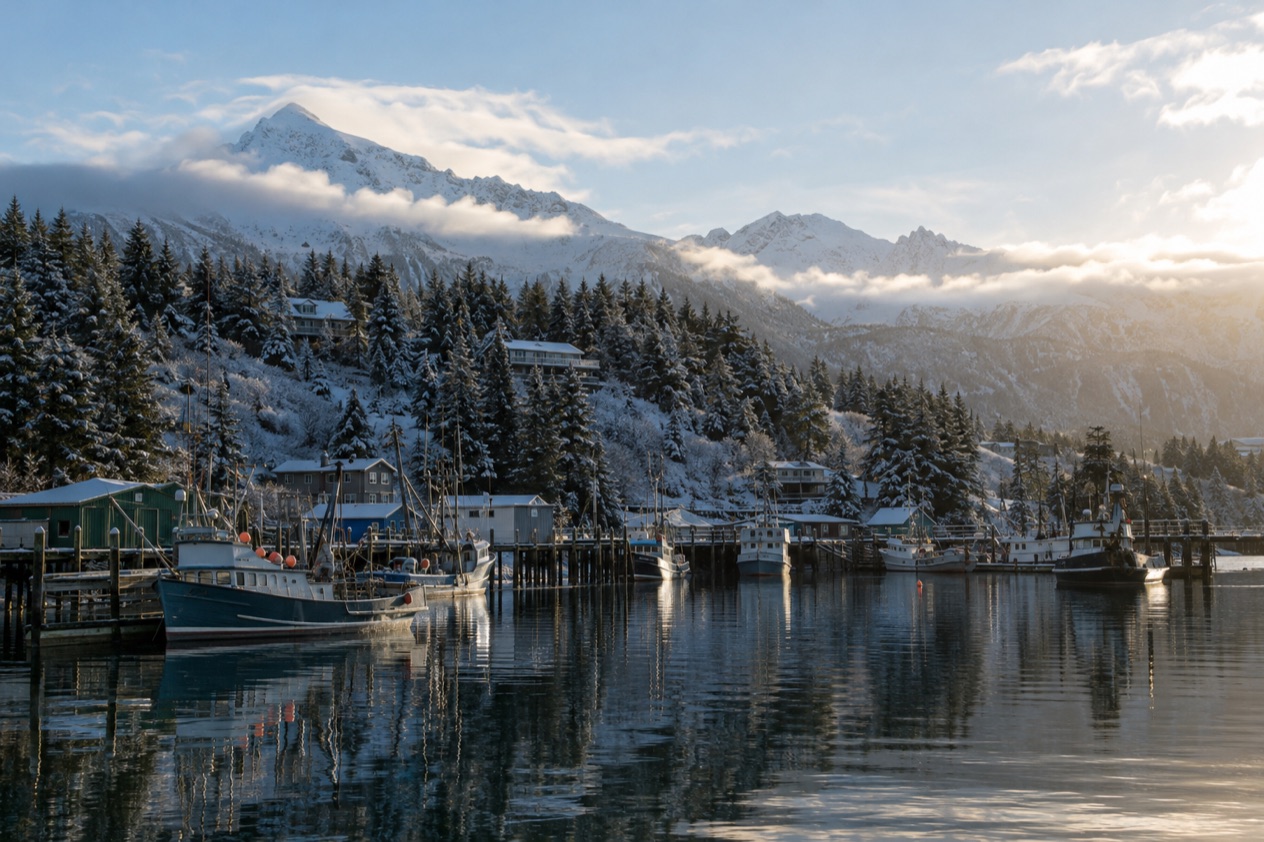 The harbor at Kodiak in late winter