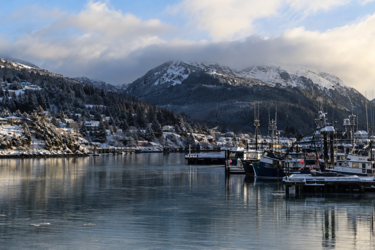 The harbor at Kodiak in winter