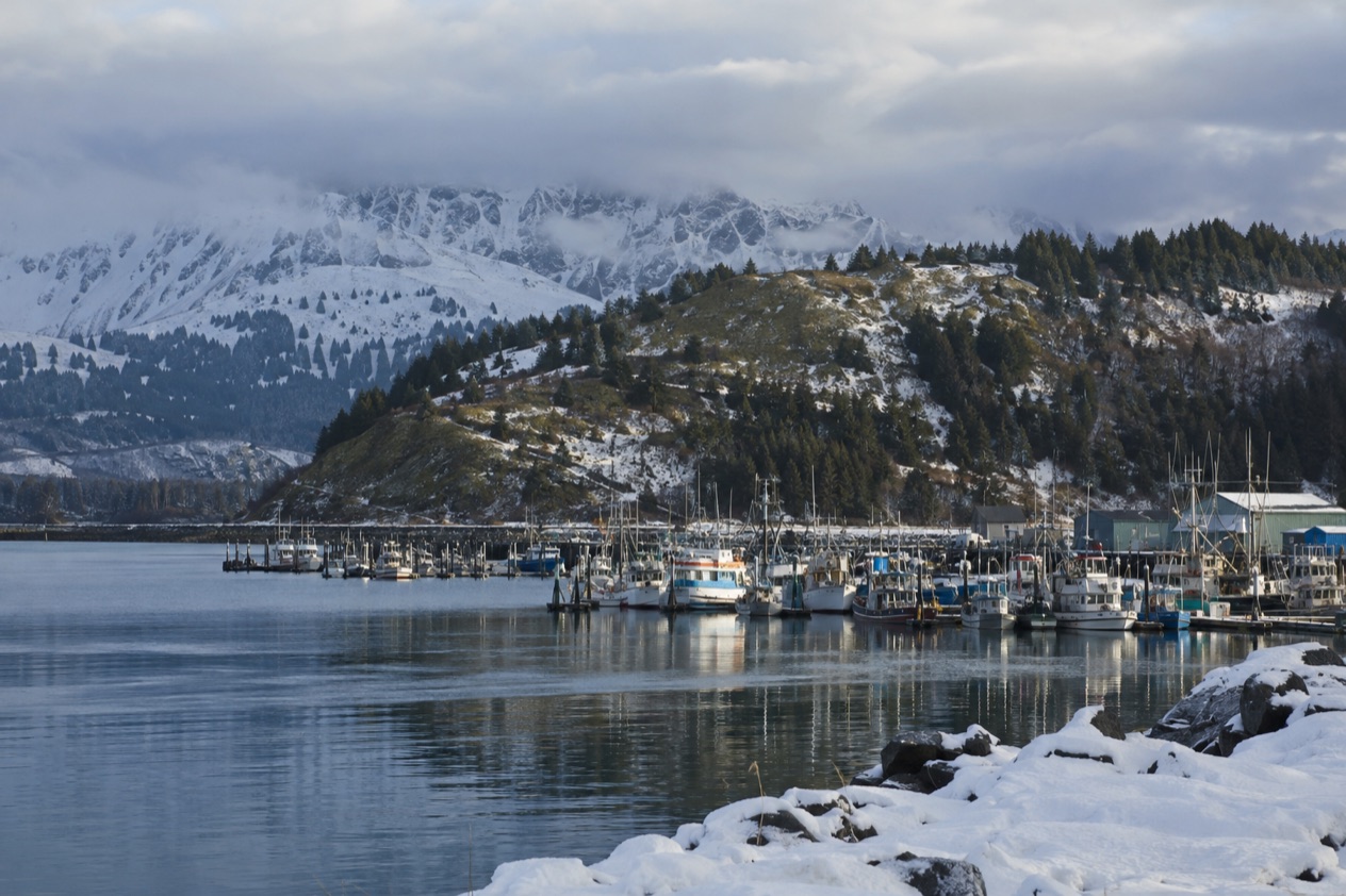 The harbor at Kodiak in winter