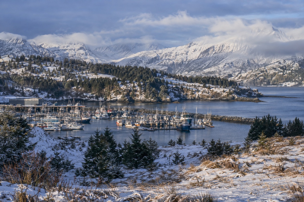 The harbor at Kodiak in winter