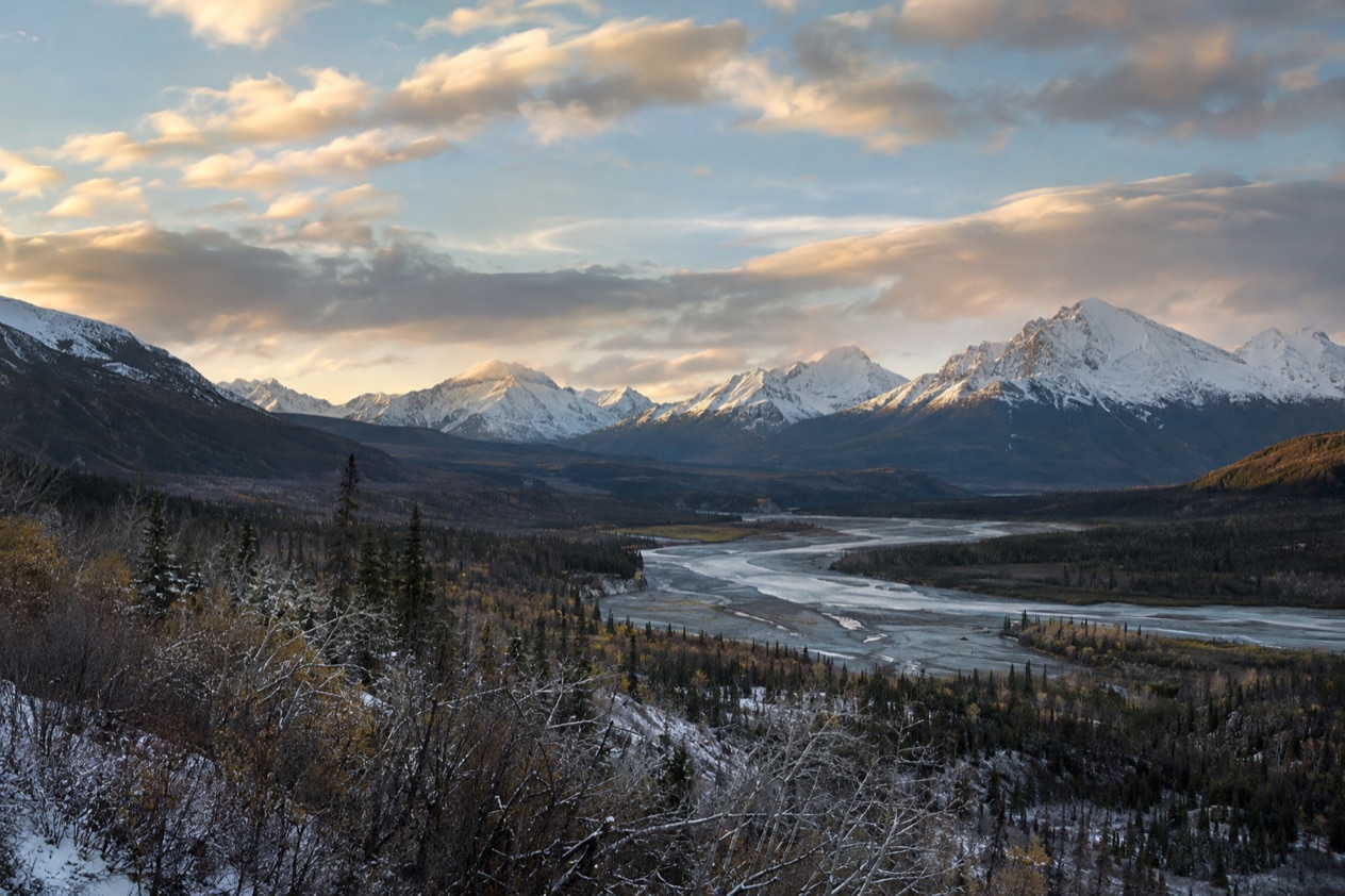 The mountains and valleys of Alaska in late fall