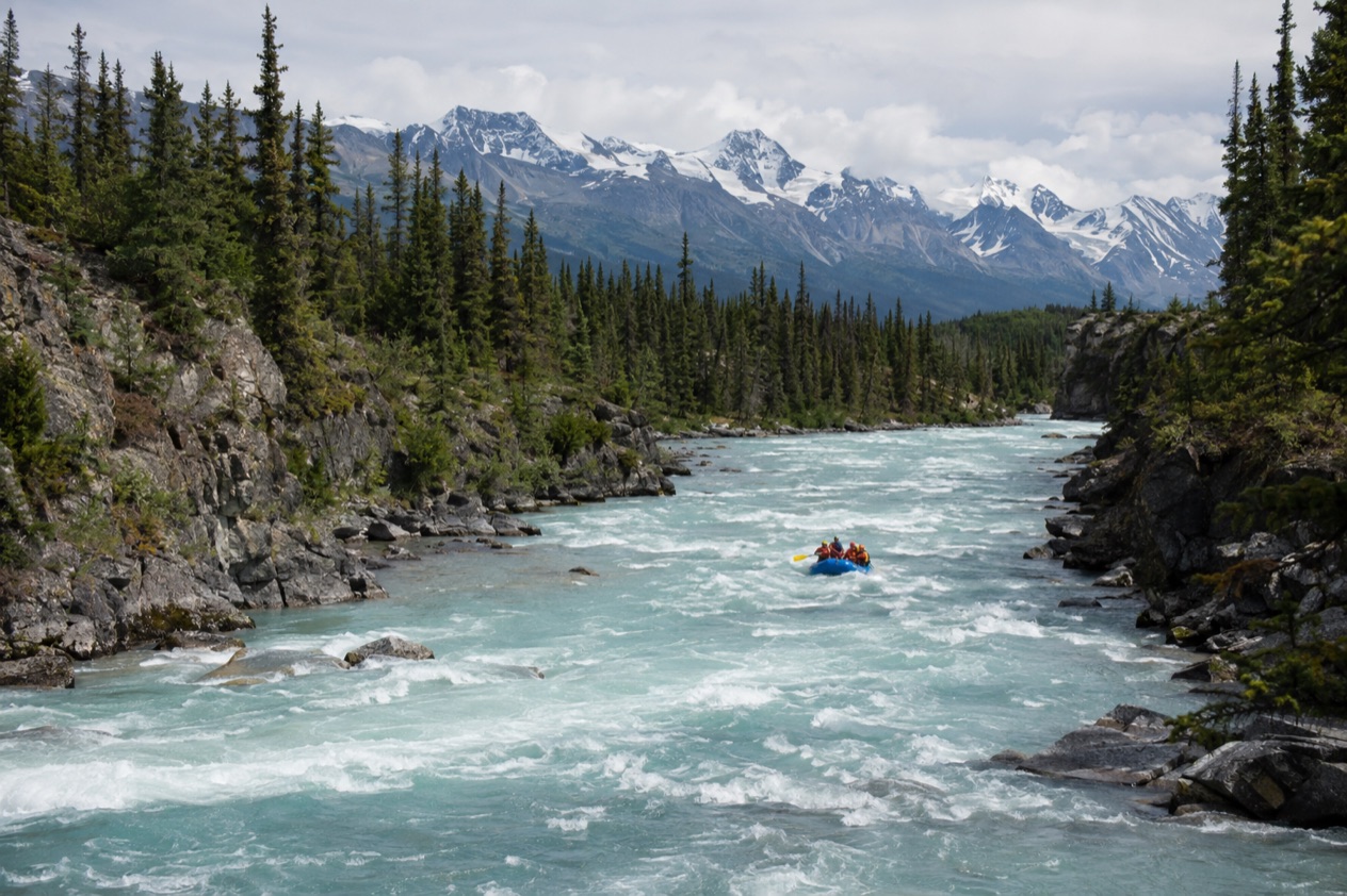 A raft on a glacial river