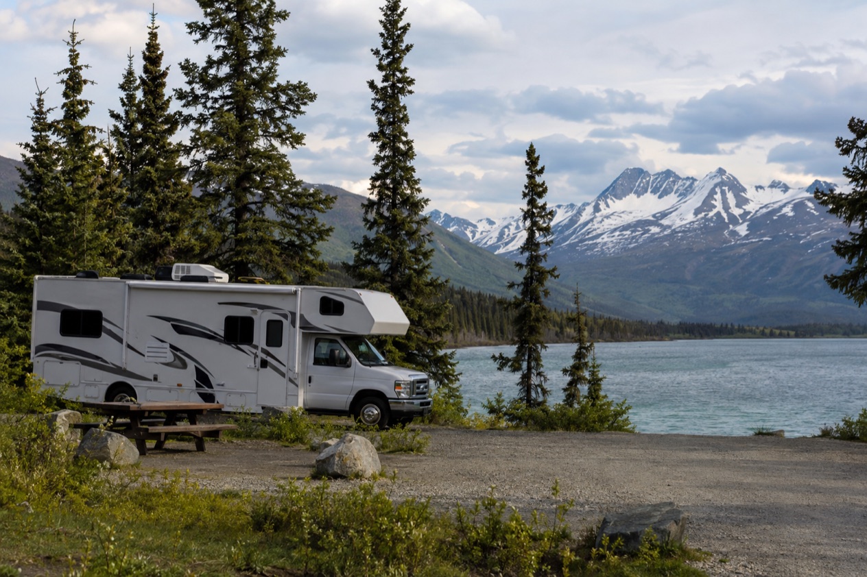 A motorhome at a campground