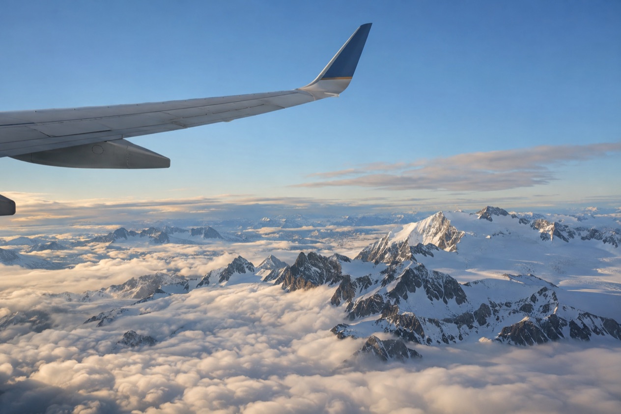 A wing above the clouds
