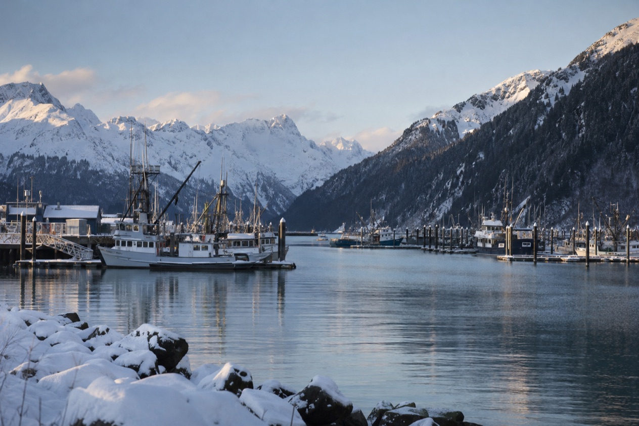 The harbor at Seward in winter