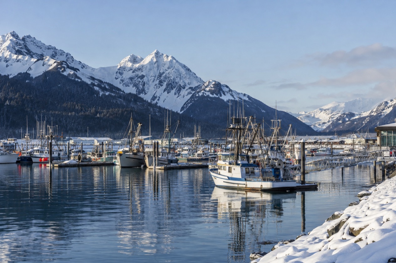 The harbor at Seward in winter