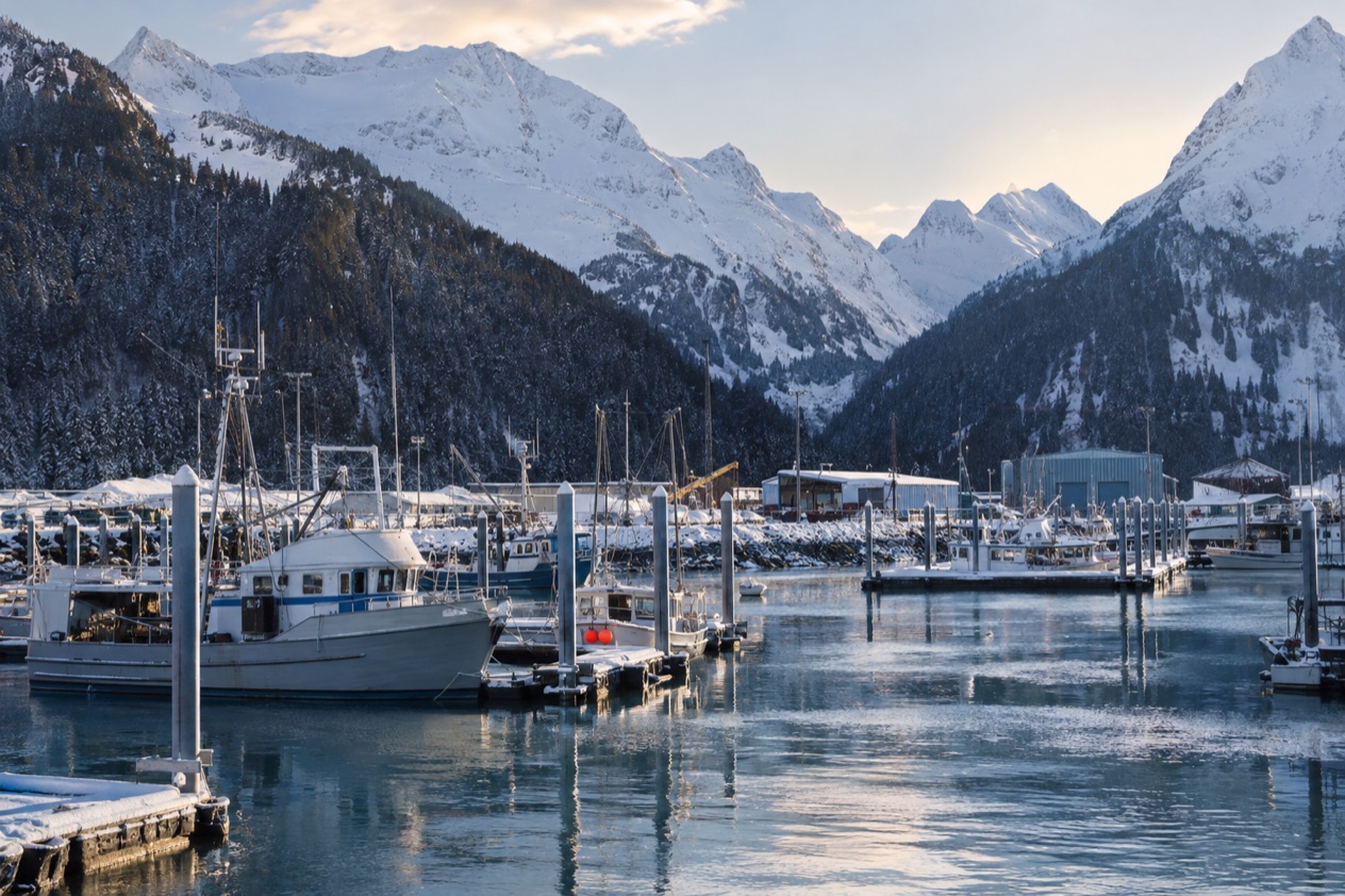 The harbor at Seward in winter