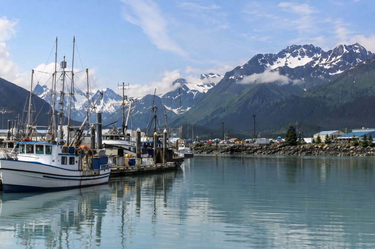 The harbor at Seward in summer