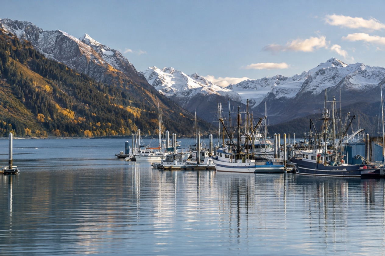 The harbor at Seward in fall